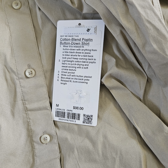 Lululemon Cotton-Blend Poplin Button-Down Shirt CMPK Camp Khaki Women's Size M - Picture 5 of 7